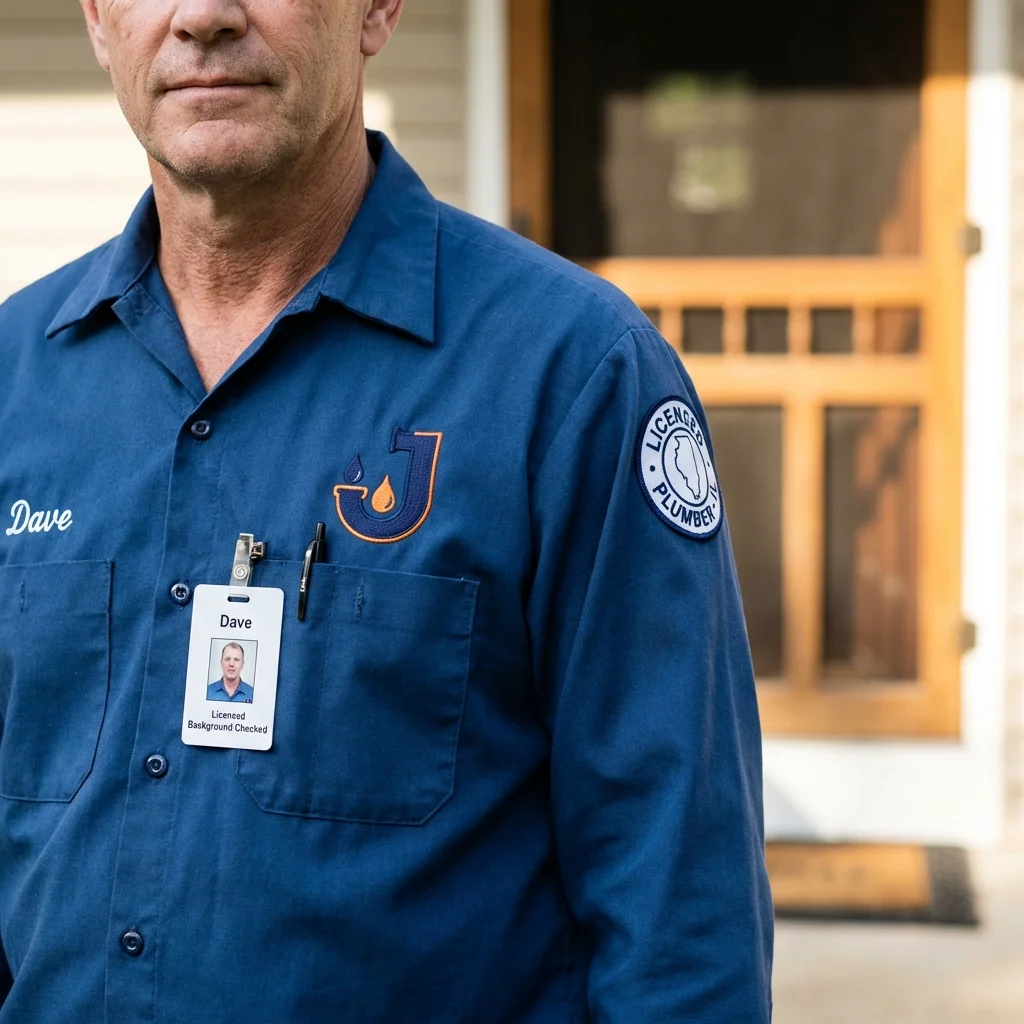 Licensed plumber showing ID badge in Boscobel, WI