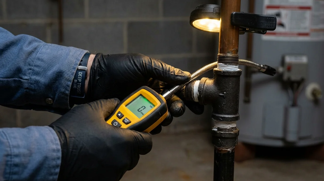 Gas leak detection with electronic sniffer by Johns Plumbing LLC in Boscobel